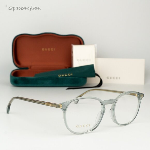 BRAND NEW Gucci GG0551O 014 Transparent Milky Light Grey Women Round Eyeglasses - Picture 1 of 8